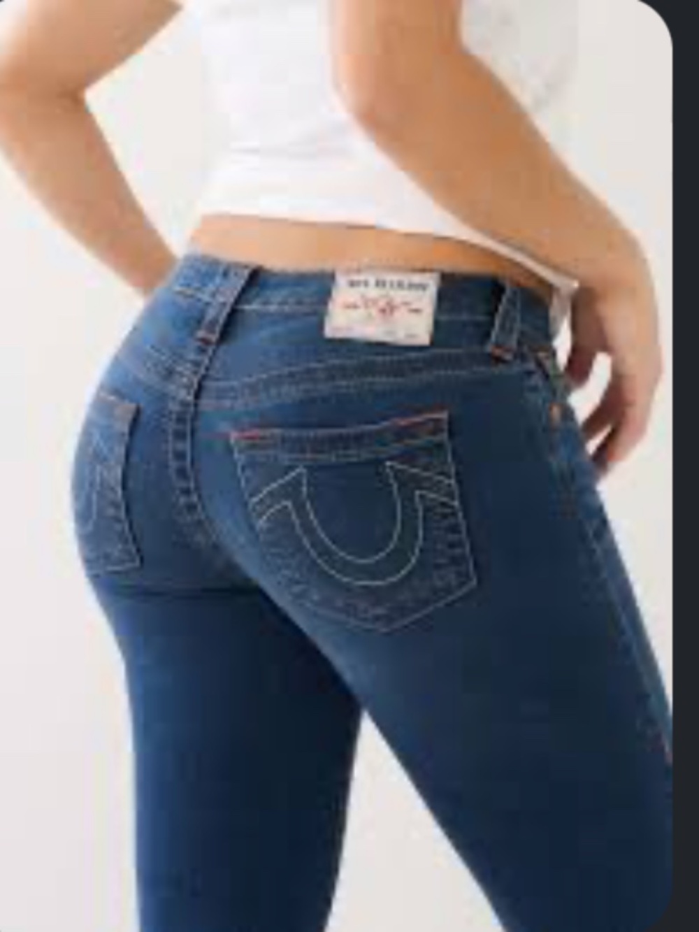 True Religion Halle Mid Rise Super Skinny Dark Wash Jeans